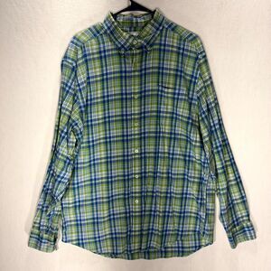 Southern Tide‎ Blue and Green Checked Plaid Button Down Classic Fit Mens Size L